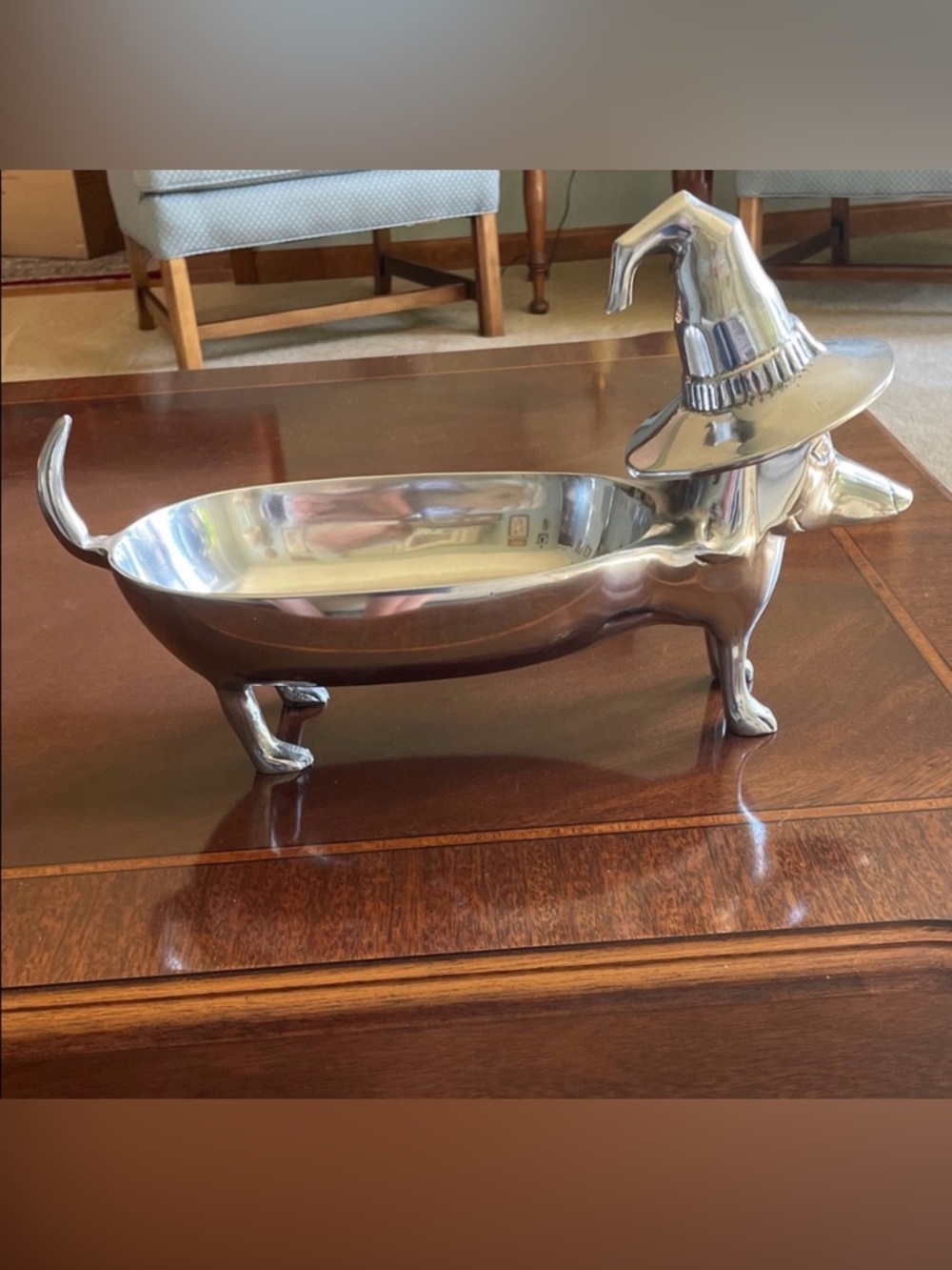 Dachshund oval  Serving Dish with Witch Hat